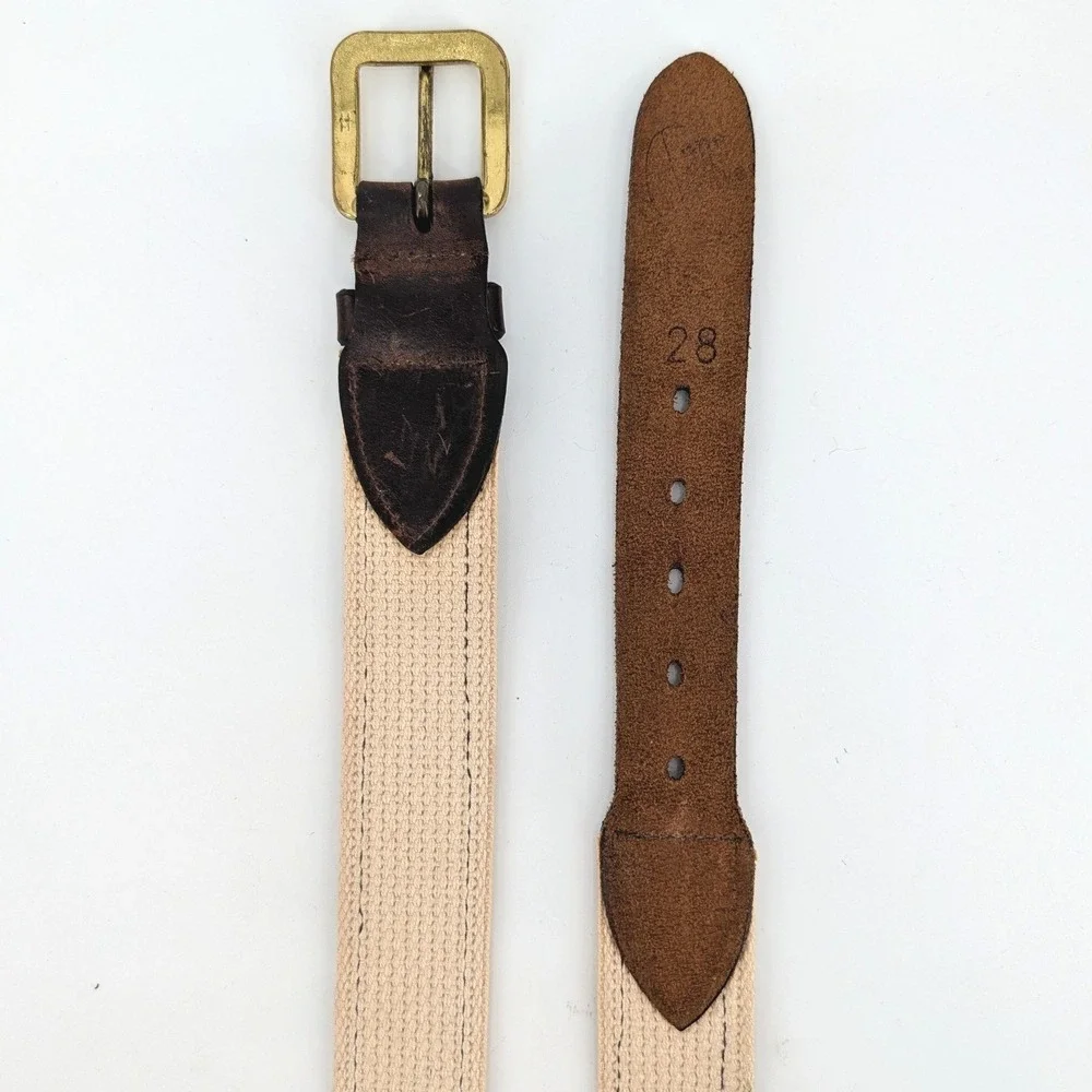Orvis Strawberry Ribbon Belt Leather Canvas‎ Embroidered New England Size 28